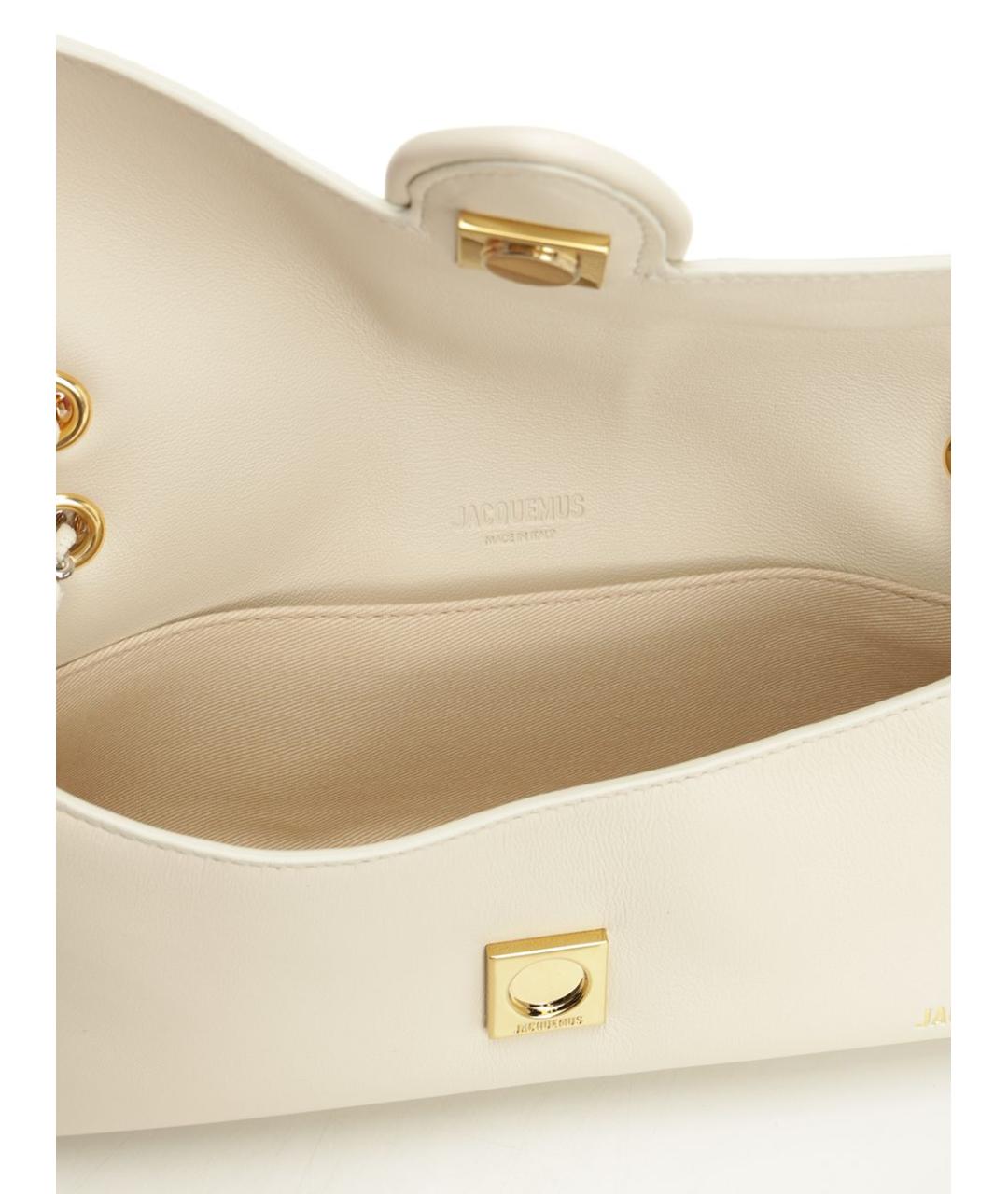 JACQUEMUS Белая кожаная сумка через плечо, фото 4