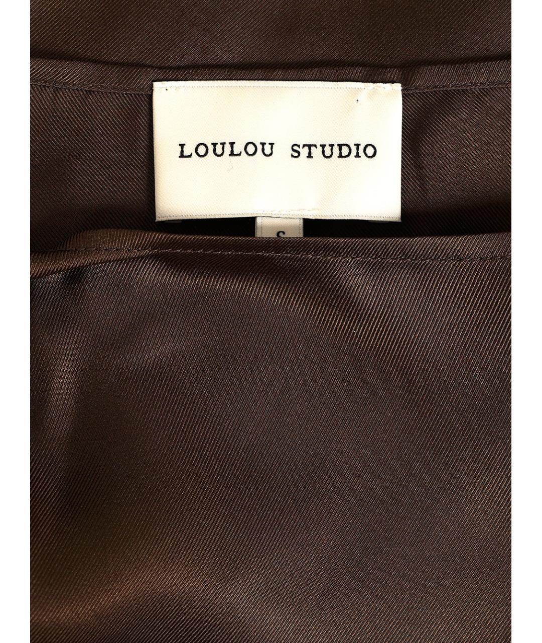 LOULOU STUDIO Коричневое шелковое повседневное платье, фото 4