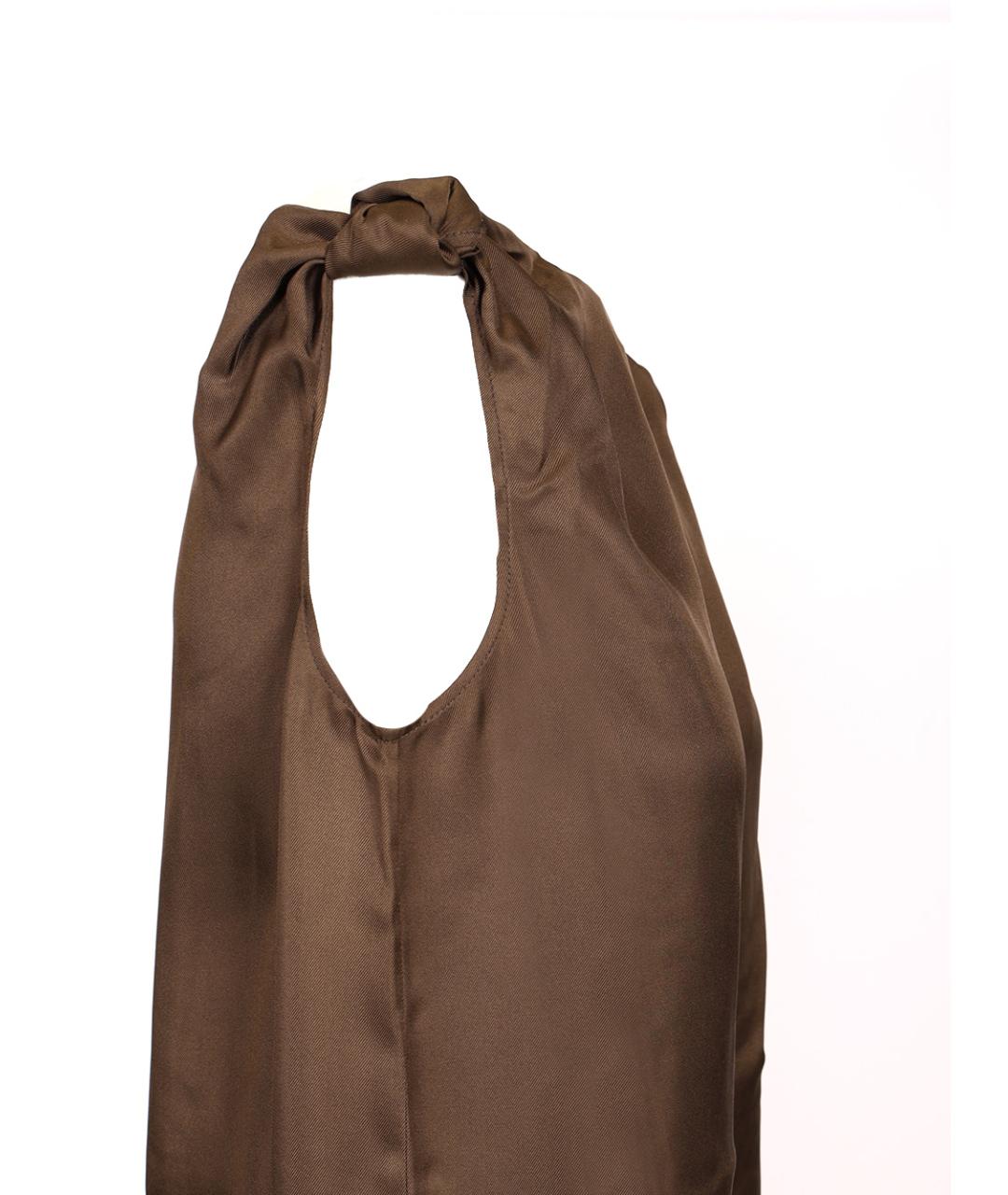 LOULOU STUDIO Коричневое шелковое повседневное платье, фото 3