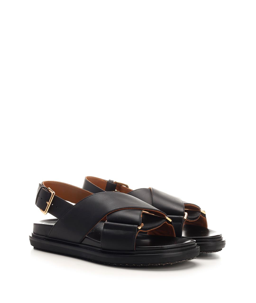 MARNI Черные кожаные сандалии, фото 1