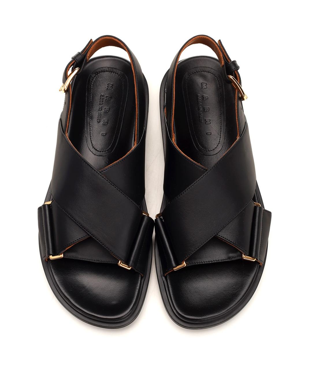 MARNI Черные кожаные сандалии, фото 4