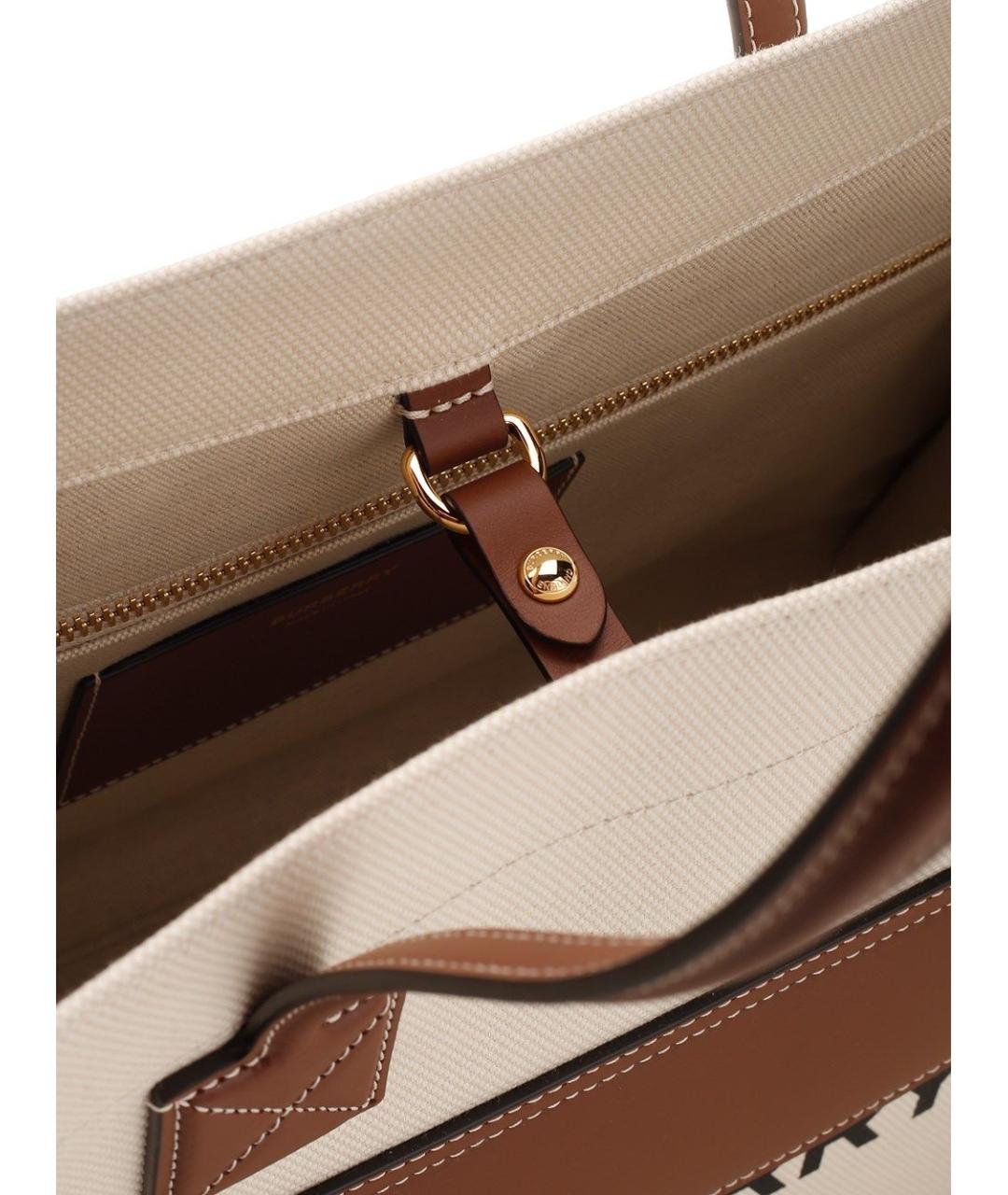 BURBERRY Бежевая хлопковая сумка тоут, фото 6