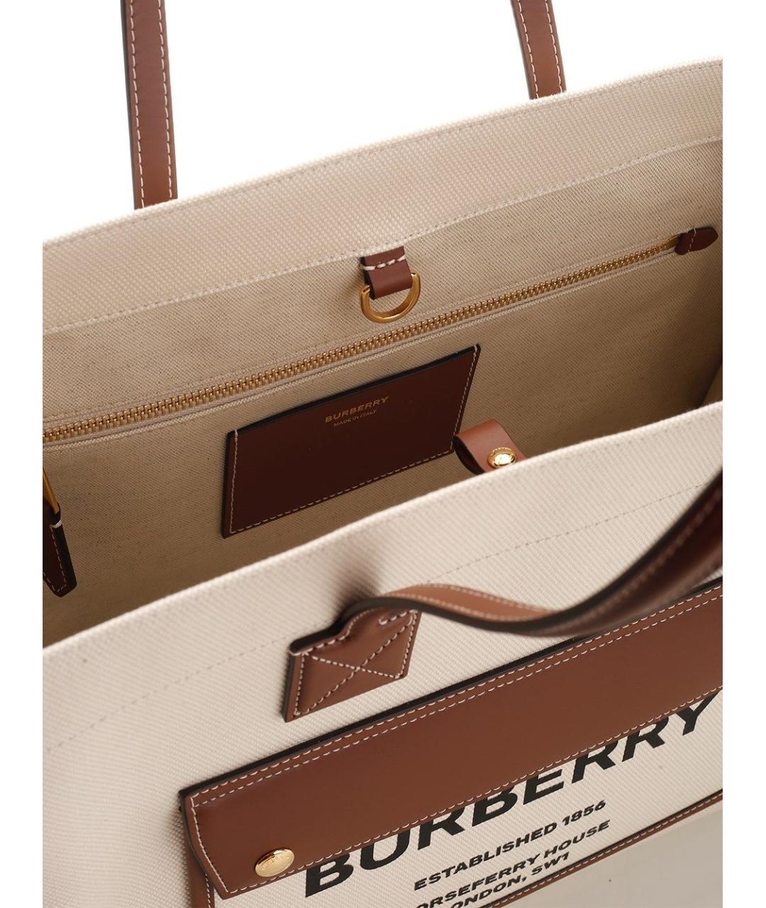 BURBERRY Бежевая хлопковая сумка тоут, фото 4