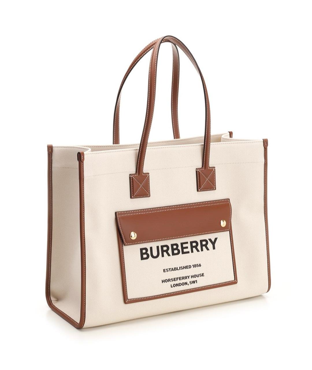 BURBERRY Бежевая хлопковая сумка тоут, фото 2