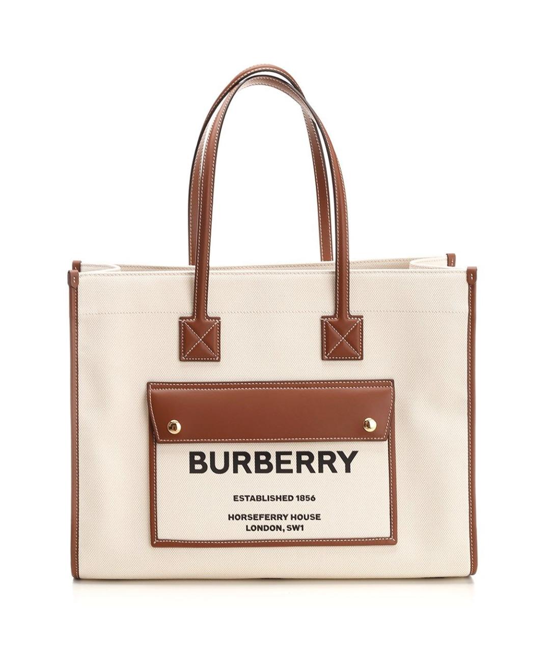 BURBERRY Бежевая хлопковая сумка тоут, фото 1