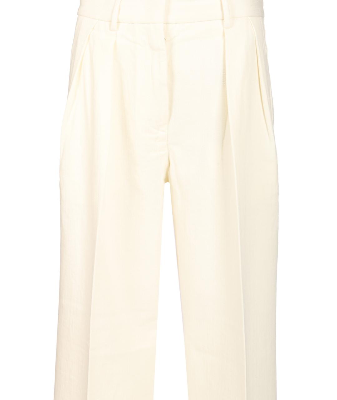 FORTE FORTE Белые вискозные прямые брюки, фото 4