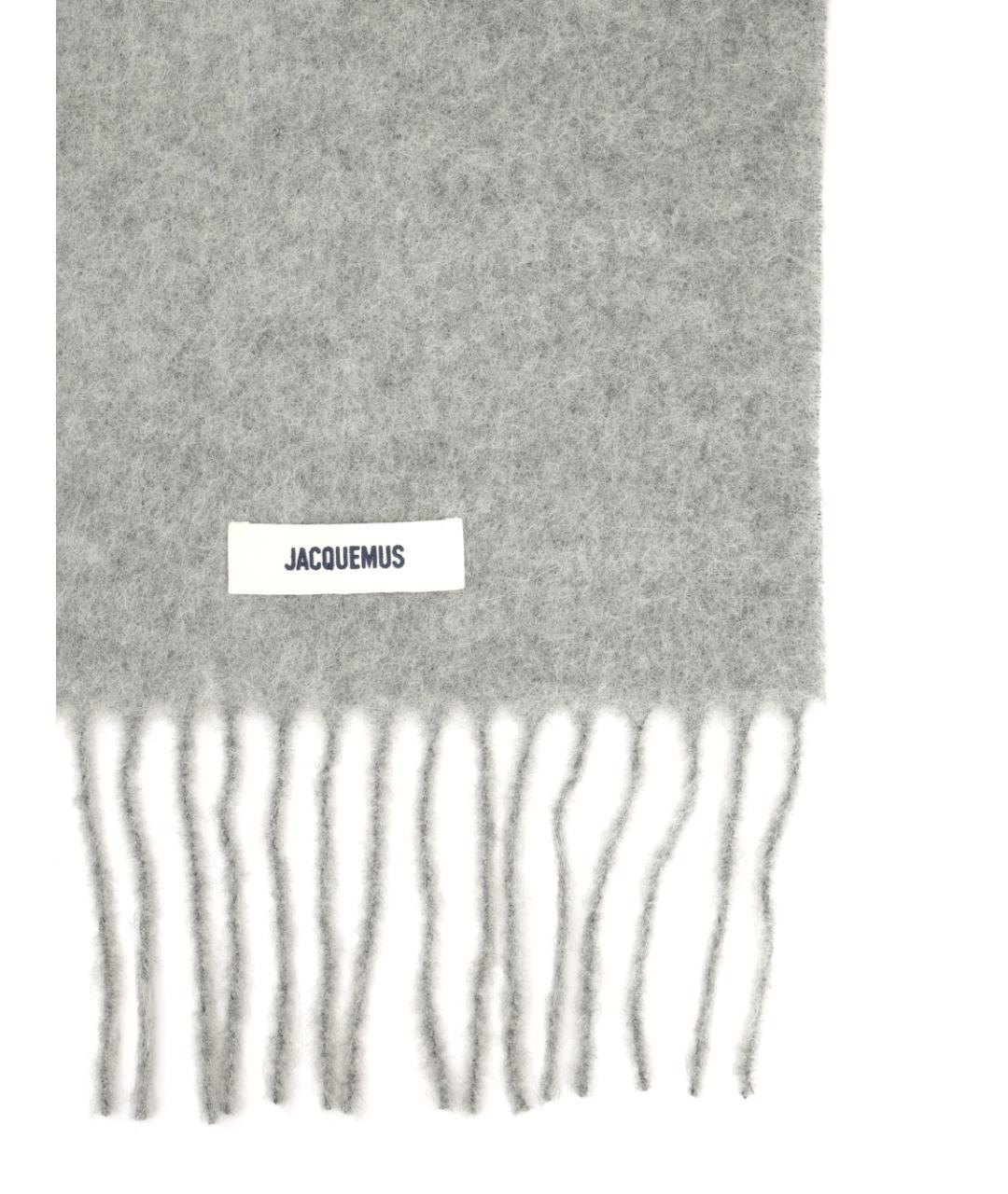 JACQUEMUS Серый шерстяной шарф, фото 2