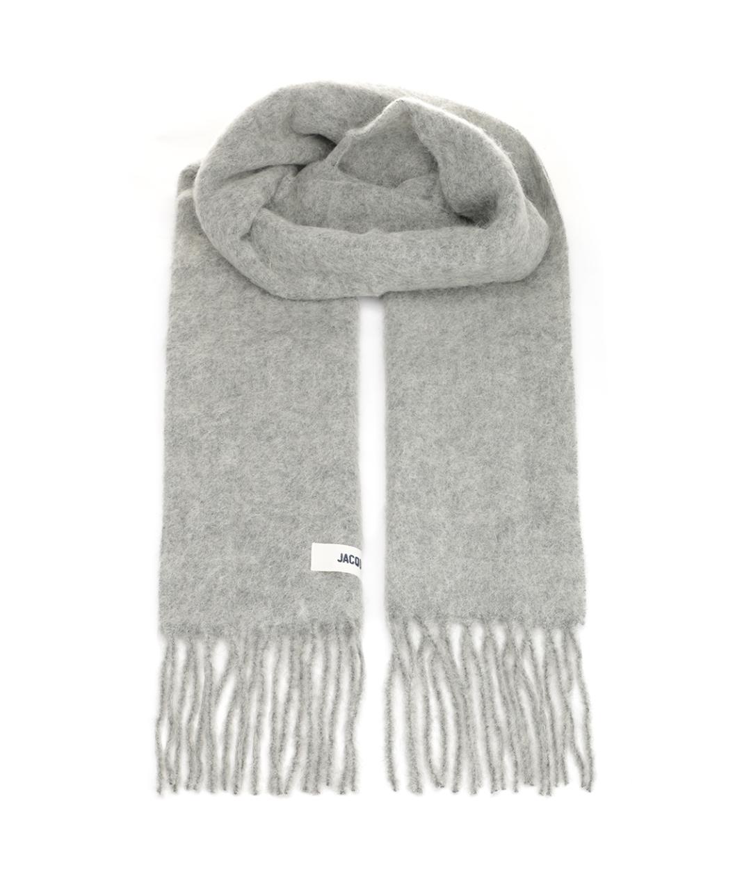 JACQUEMUS Серый шерстяной шарф, фото 1