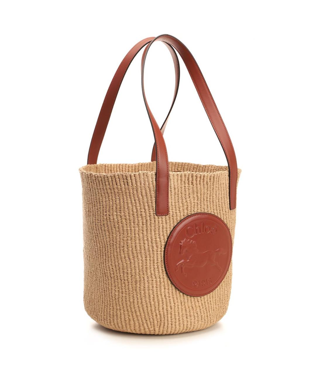 CHLOE Бежевая пелетеная сумка тоут, фото 2