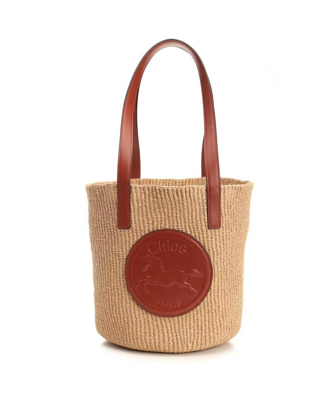 CHLOE Бежевая пелетеная сумка тоут, фото 1