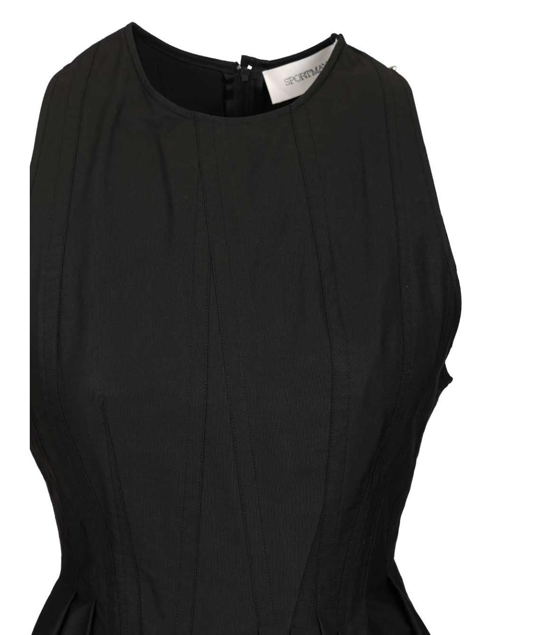 SPORTMAX Черное хлопковое повседневное платье, фото 4