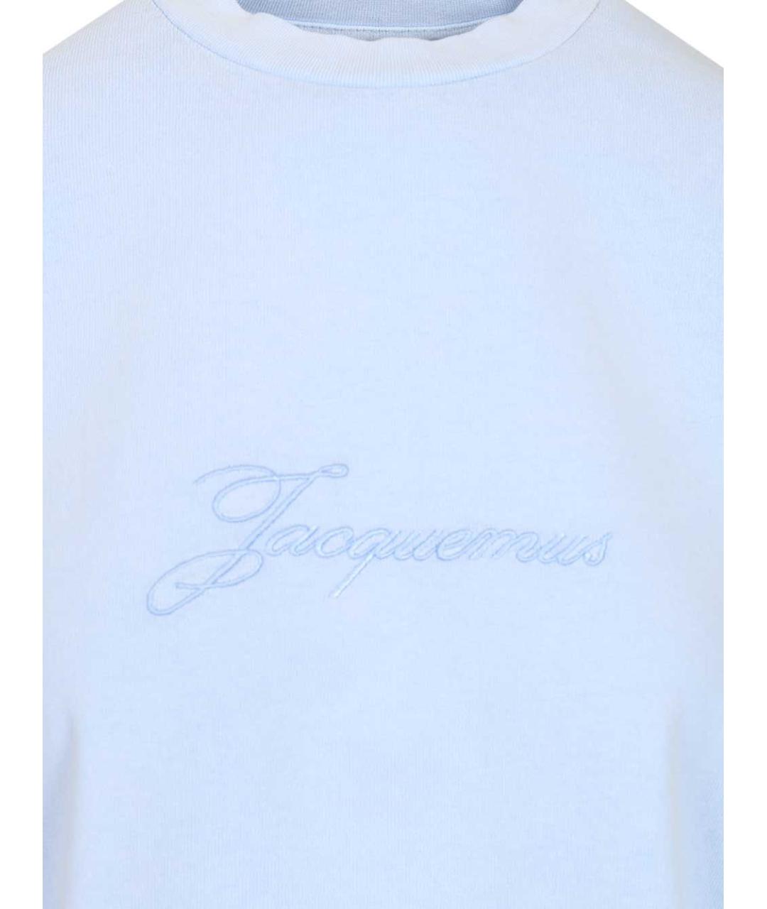 JACQUEMUS Голубая хлопковая футболка, фото 3