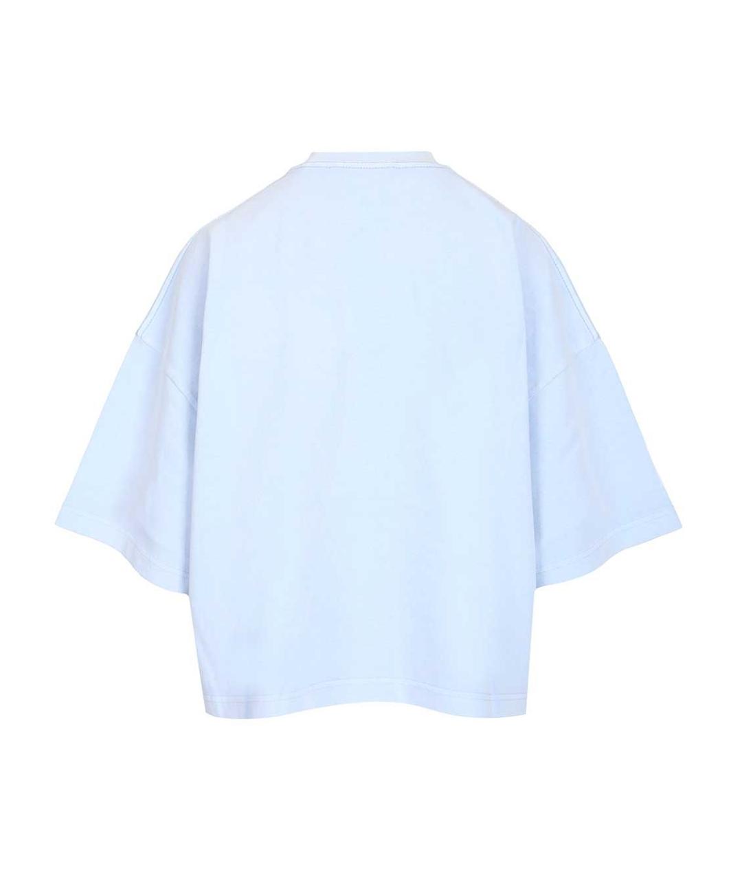 JACQUEMUS Голубая хлопковая футболка, фото 2