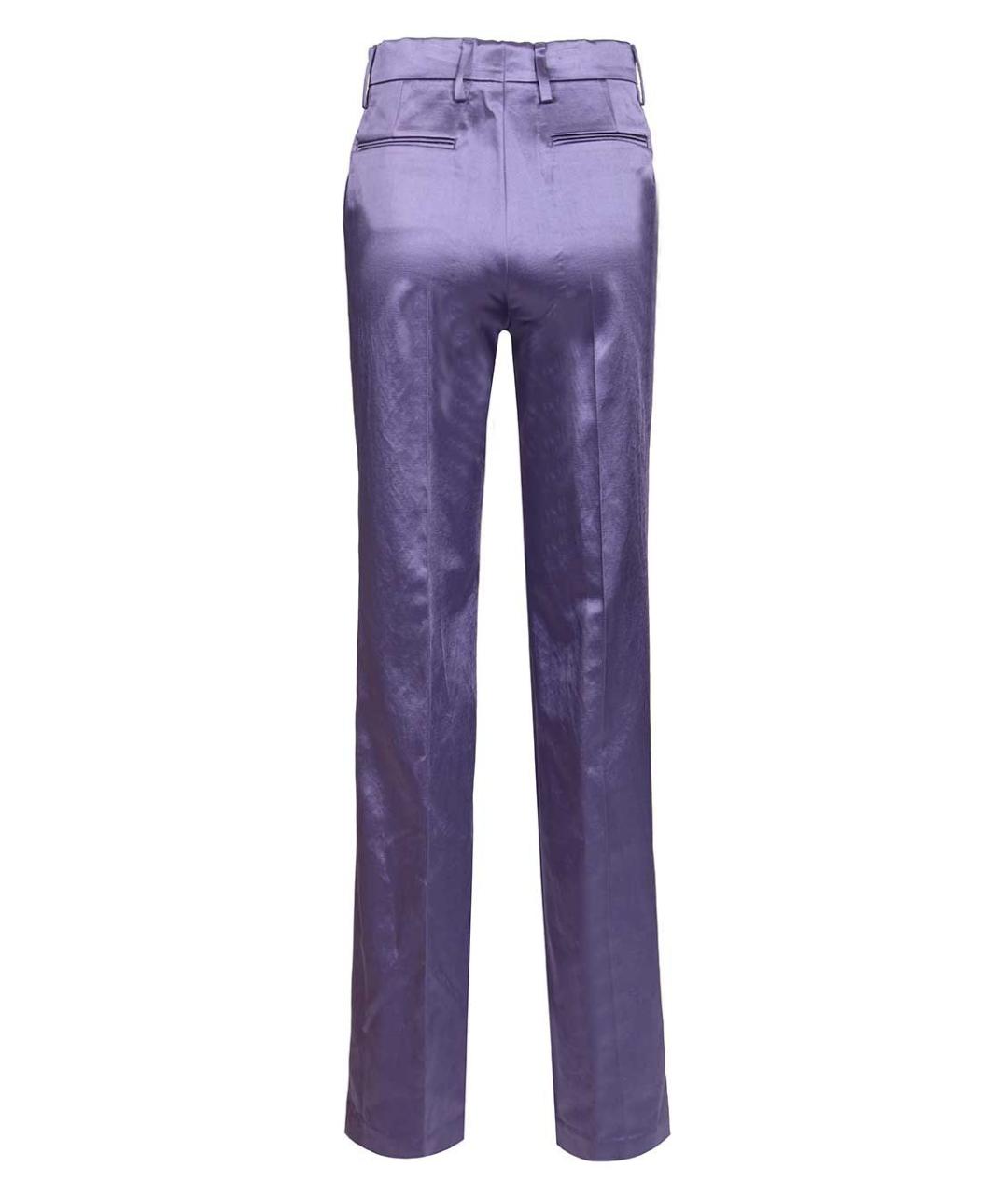 DRIES VAN NOTEN Фиолетовые хлопковые прямые брюки, фото 2