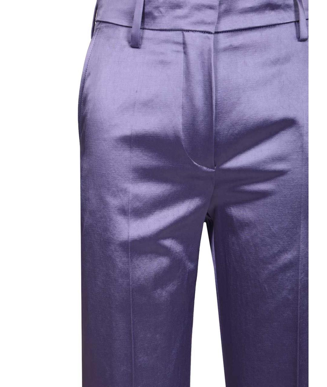 DRIES VAN NOTEN Фиолетовые хлопковые прямые брюки, фото 4