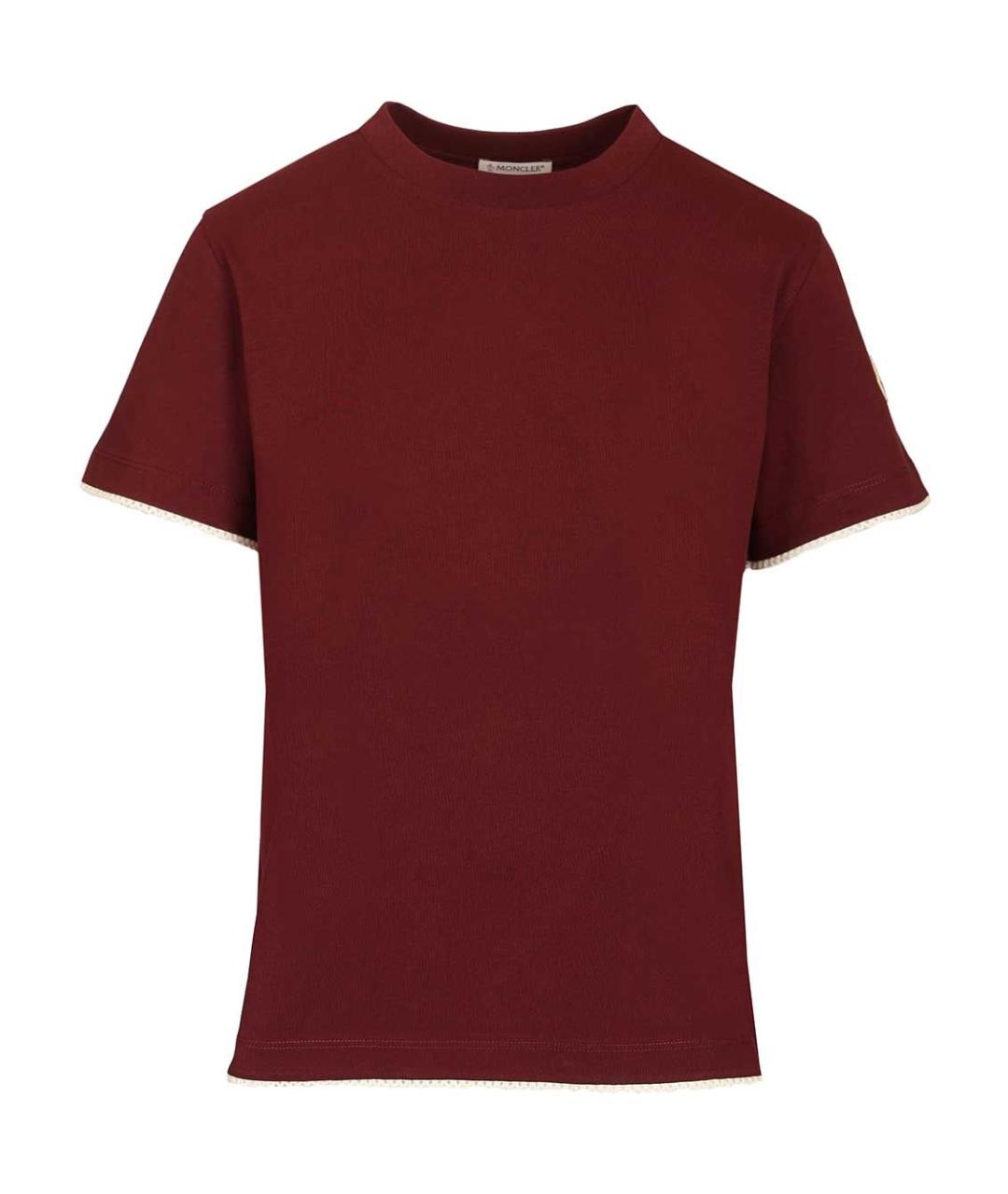 MONCLER Бордовая хлопковая футболка, фото 1