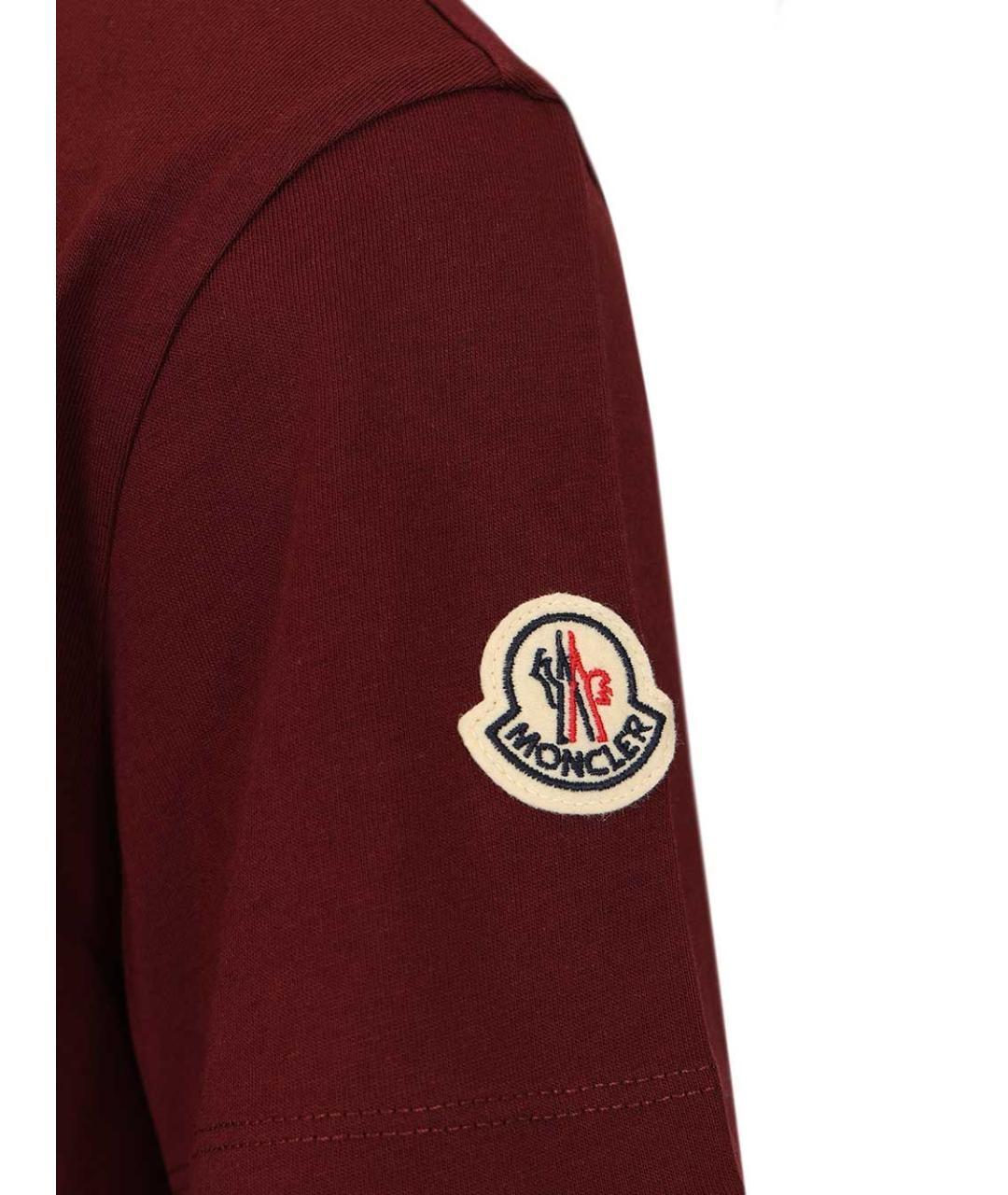 MONCLER Бордовая хлопковая футболка, фото 4
