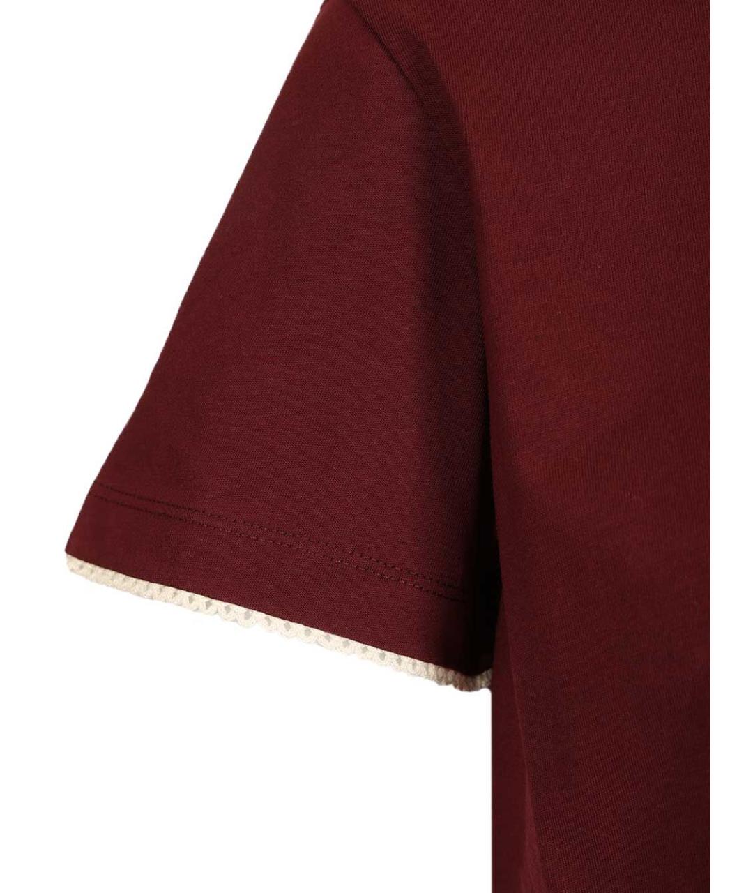 MONCLER Бордовая хлопковая футболка, фото 3
