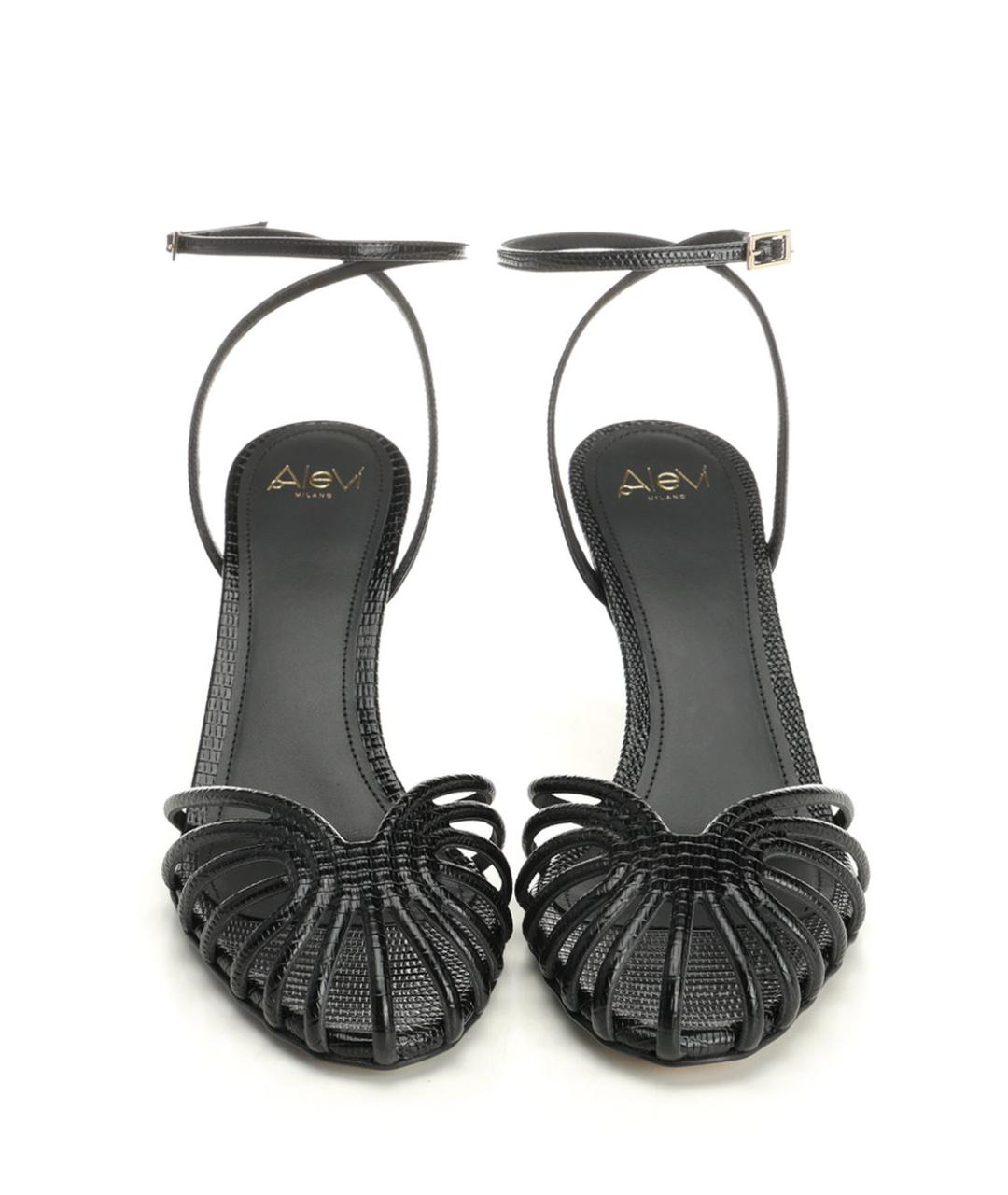 ALEVI Черные кожаные босоножки, фото 5