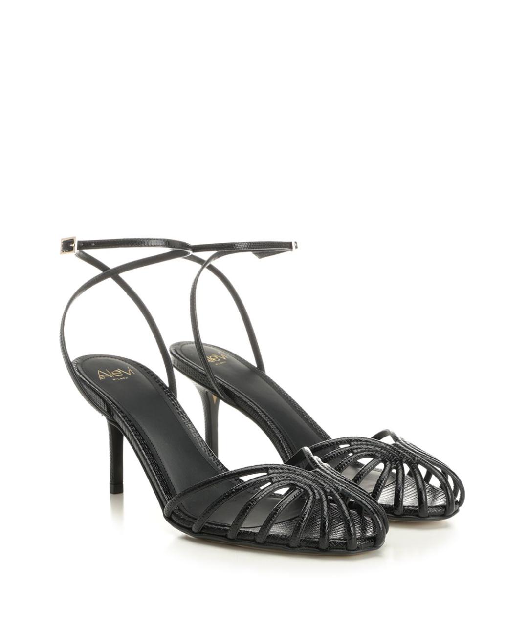 ALEVI Черные кожаные босоножки, фото 2