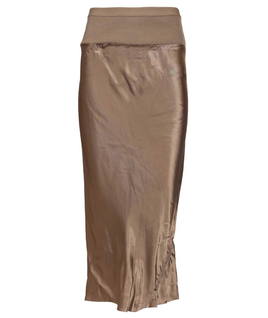 RICK OWENS Коричневая вискозная юбка миди, фото 1