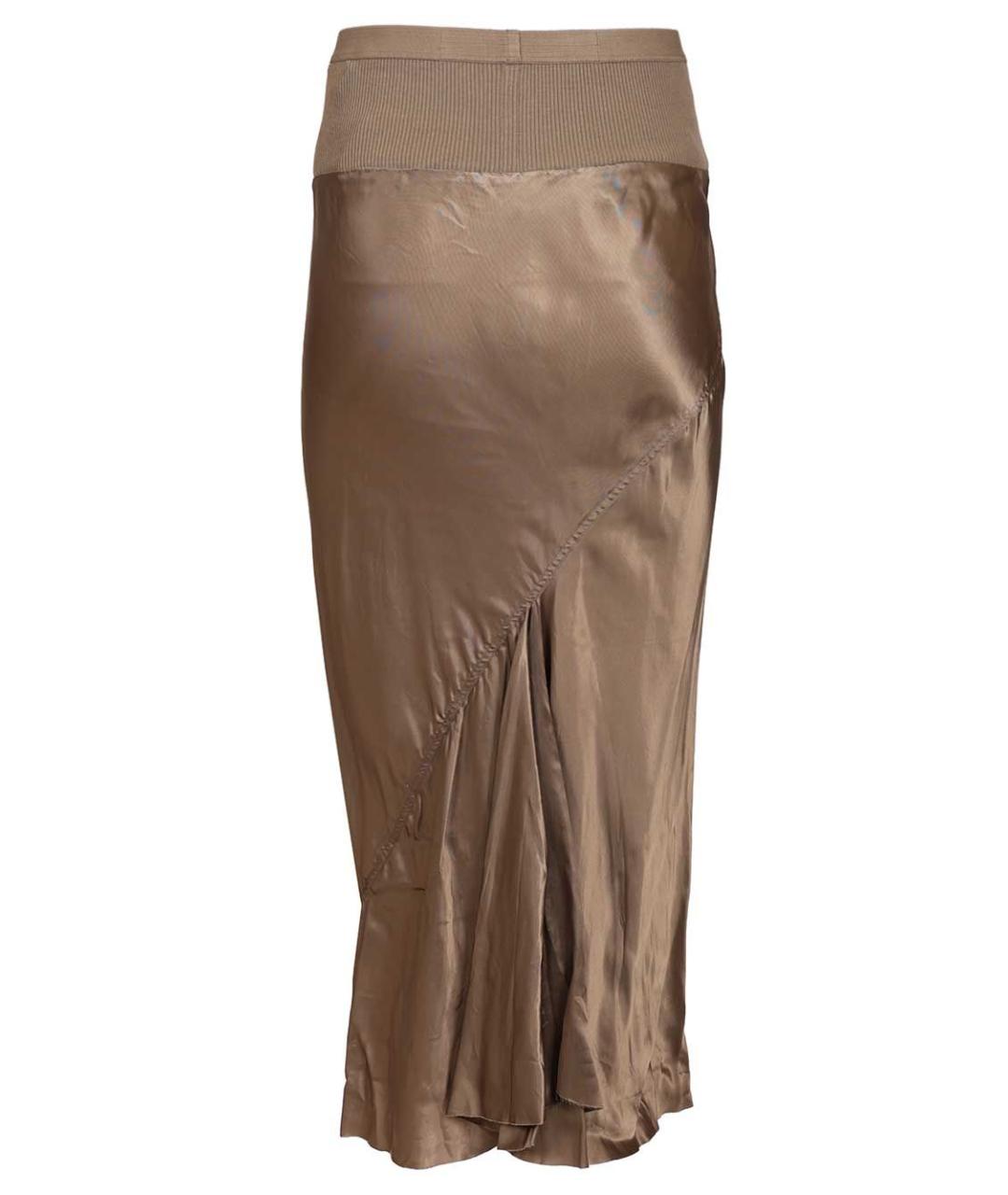 RICK OWENS Коричневая вискозная юбка миди, фото 2