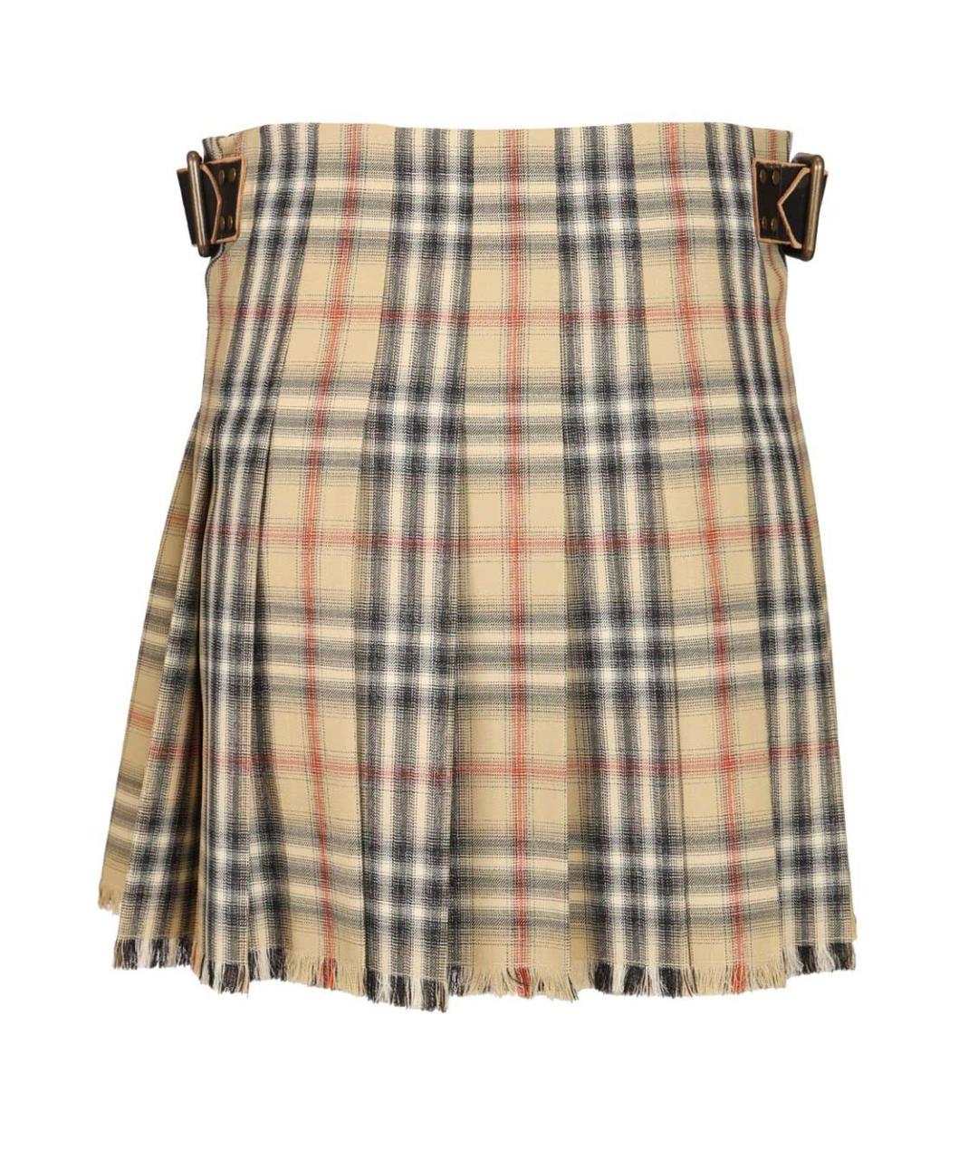 BURBERRY Бежевая шерстяная юбка миди, фото 2