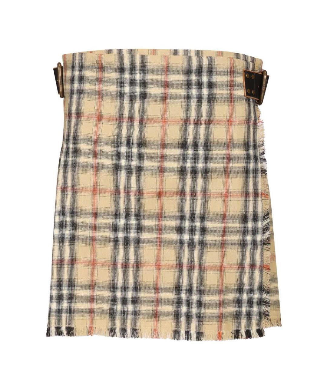 BURBERRY Бежевая шерстяная юбка миди, фото 1