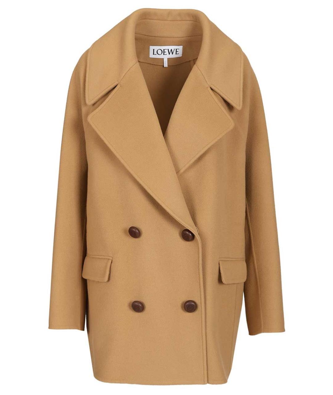 LOEWE Бежевое шерстяное пальто, фото 1