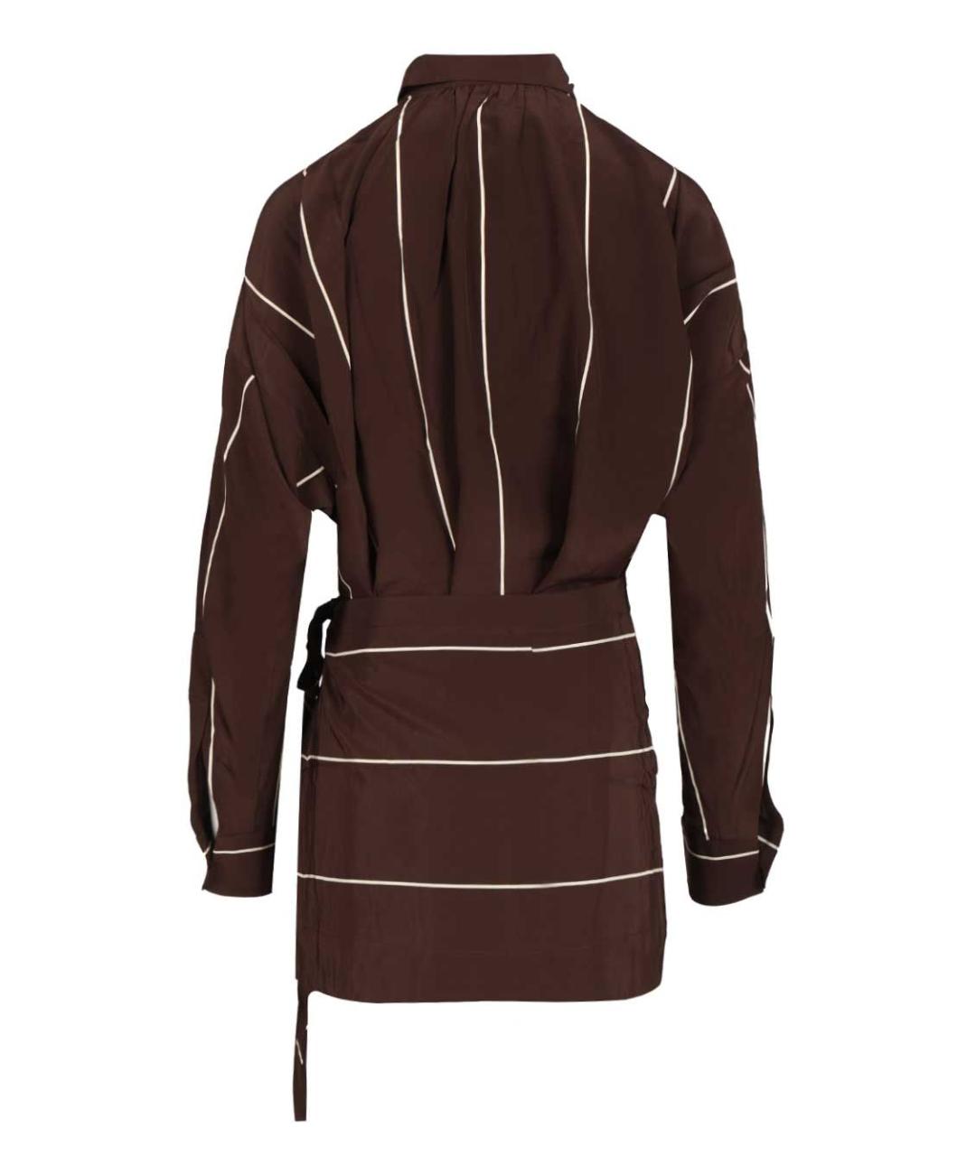 BONDI BORN Коричневое шелковое повседневное платье, фото 2