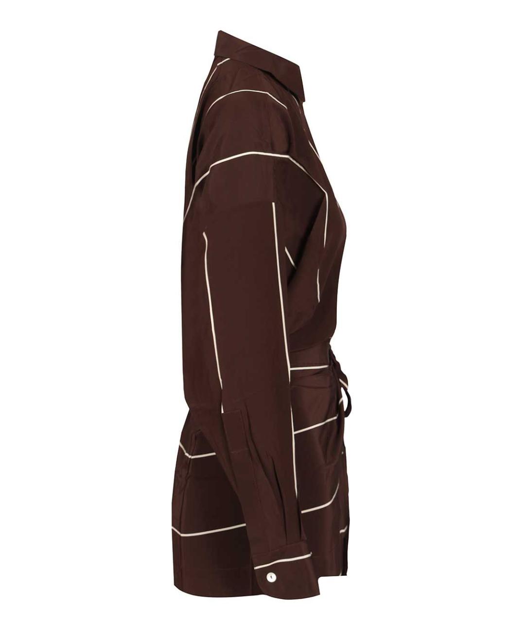 BONDI BORN Коричневое шелковое повседневное платье, фото 3