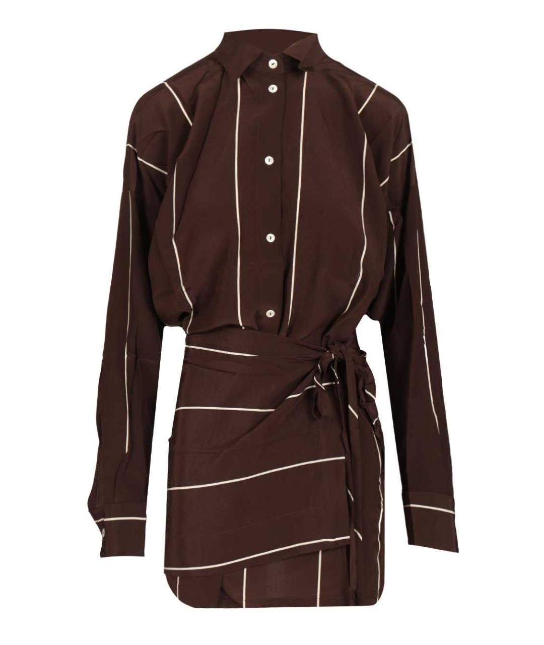 BONDI BORN Коричневое шелковое повседневное платье, фото 1