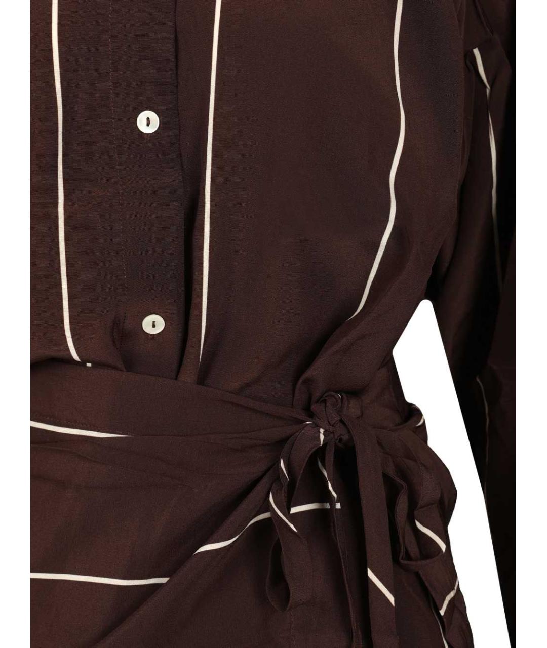 BONDI BORN Коричневое шелковое повседневное платье, фото 4