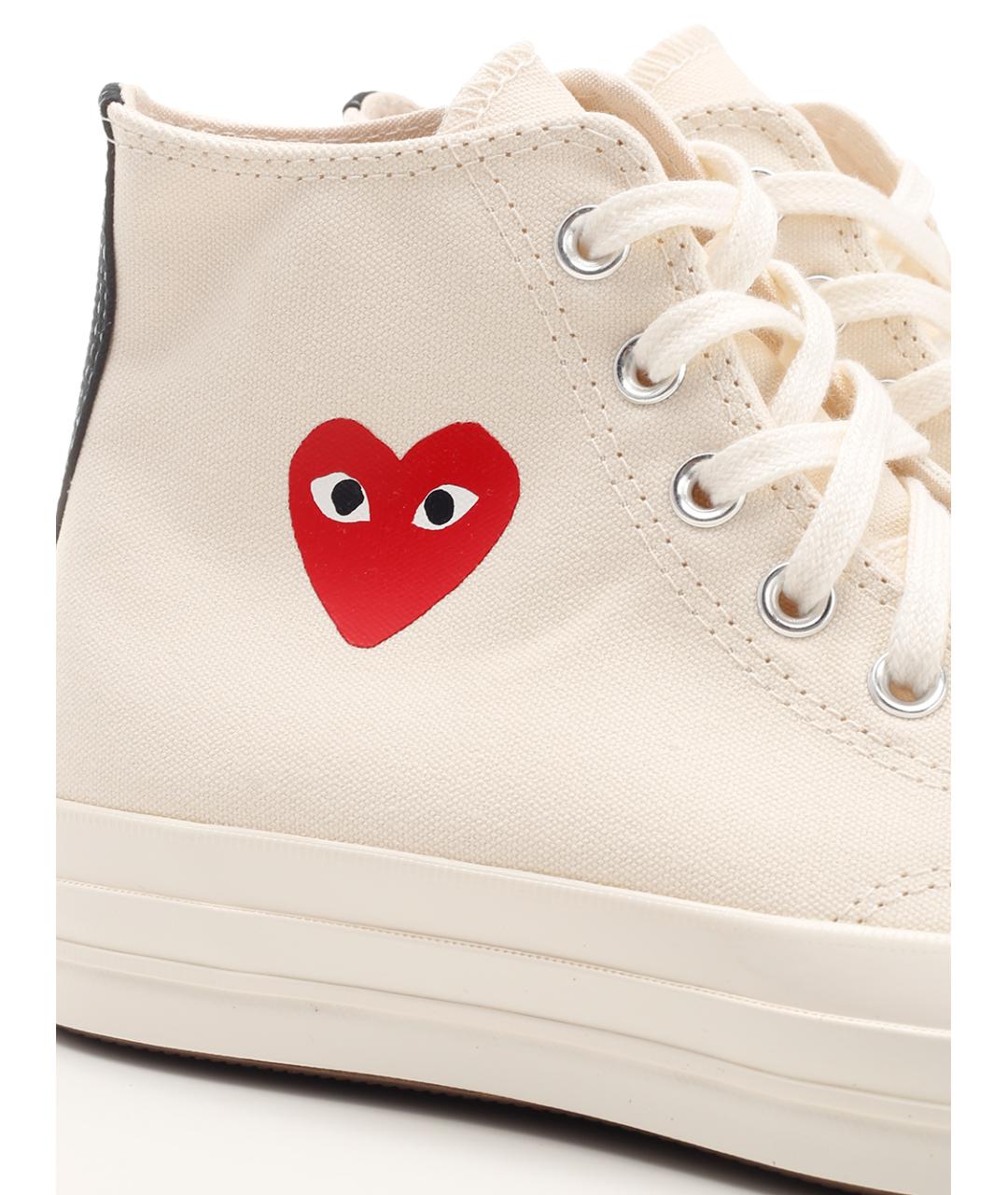 COMME DES GARÇONS PLAY Белые текстильные кроссовки, фото 6