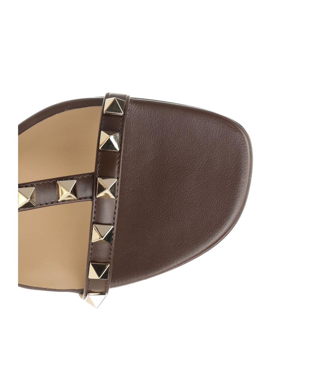 VALENTINO Коричневые кожаные сандалии, фото 4
