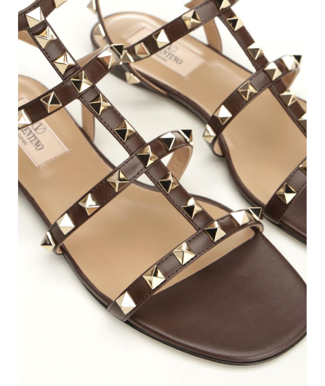 VALENTINO Коричневые кожаные сандалии, фото 6