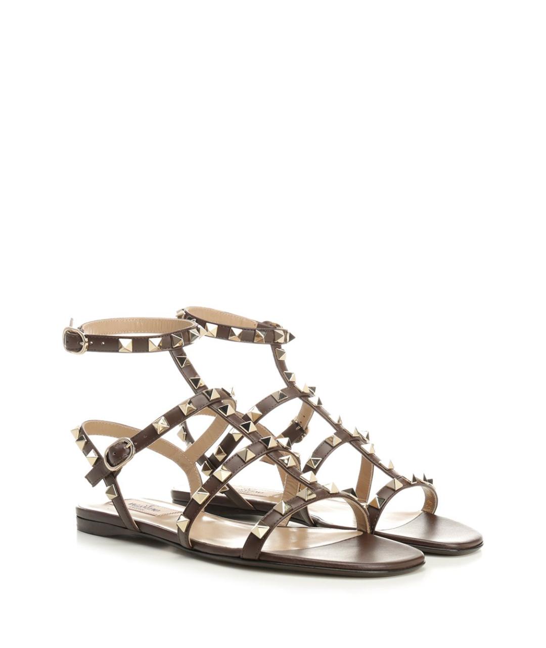 VALENTINO Коричневые кожаные сандалии, фото 2