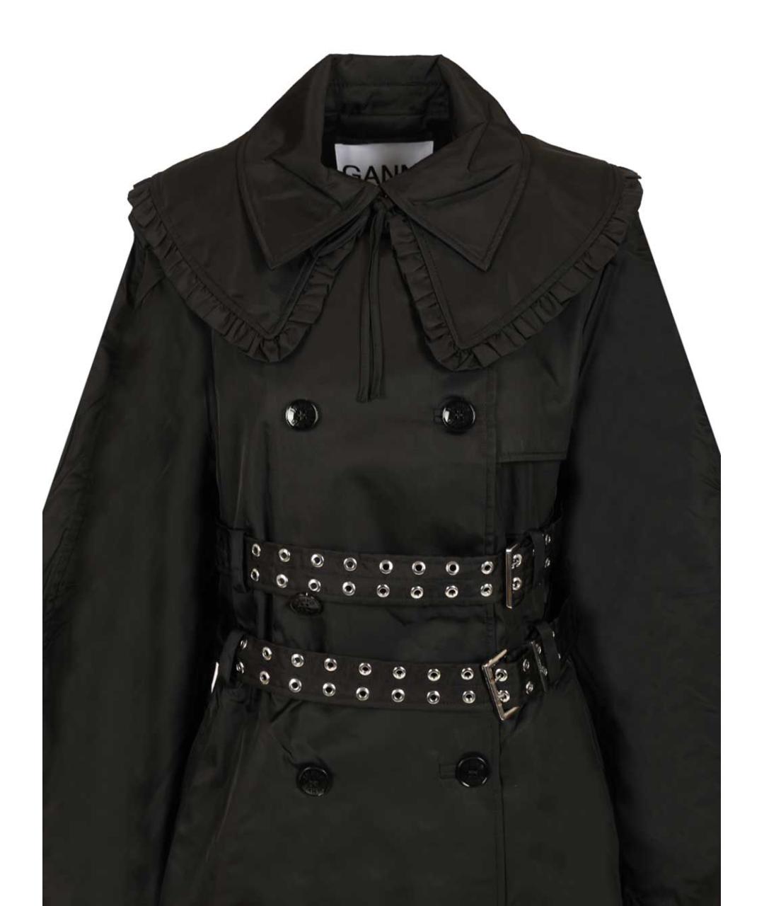 GANNI Черный полиамидовый тренч/плащ, фото 4