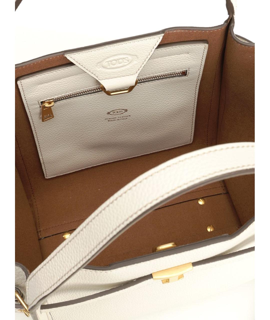 TOD'S Белая кожаная сумка тоут, фото 4