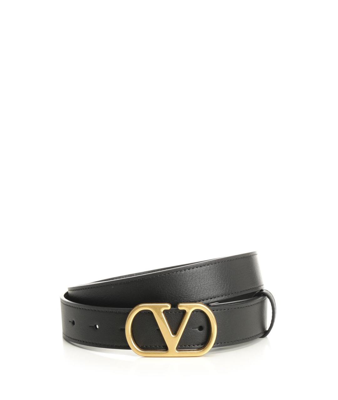 VALENTINO Черный кожаный ремень, фото 1
