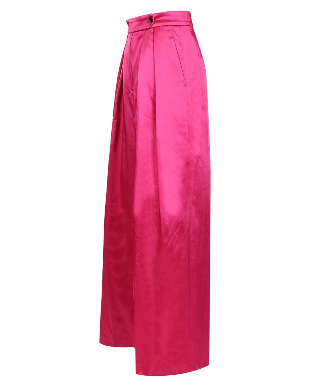 DRIES VAN NOTEN Розовые хлопковые прямые брюки, фото 4