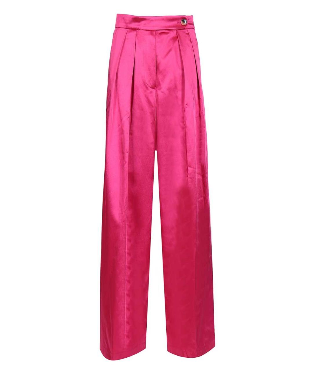 DRIES VAN NOTEN Розовые хлопковые прямые брюки, фото 1