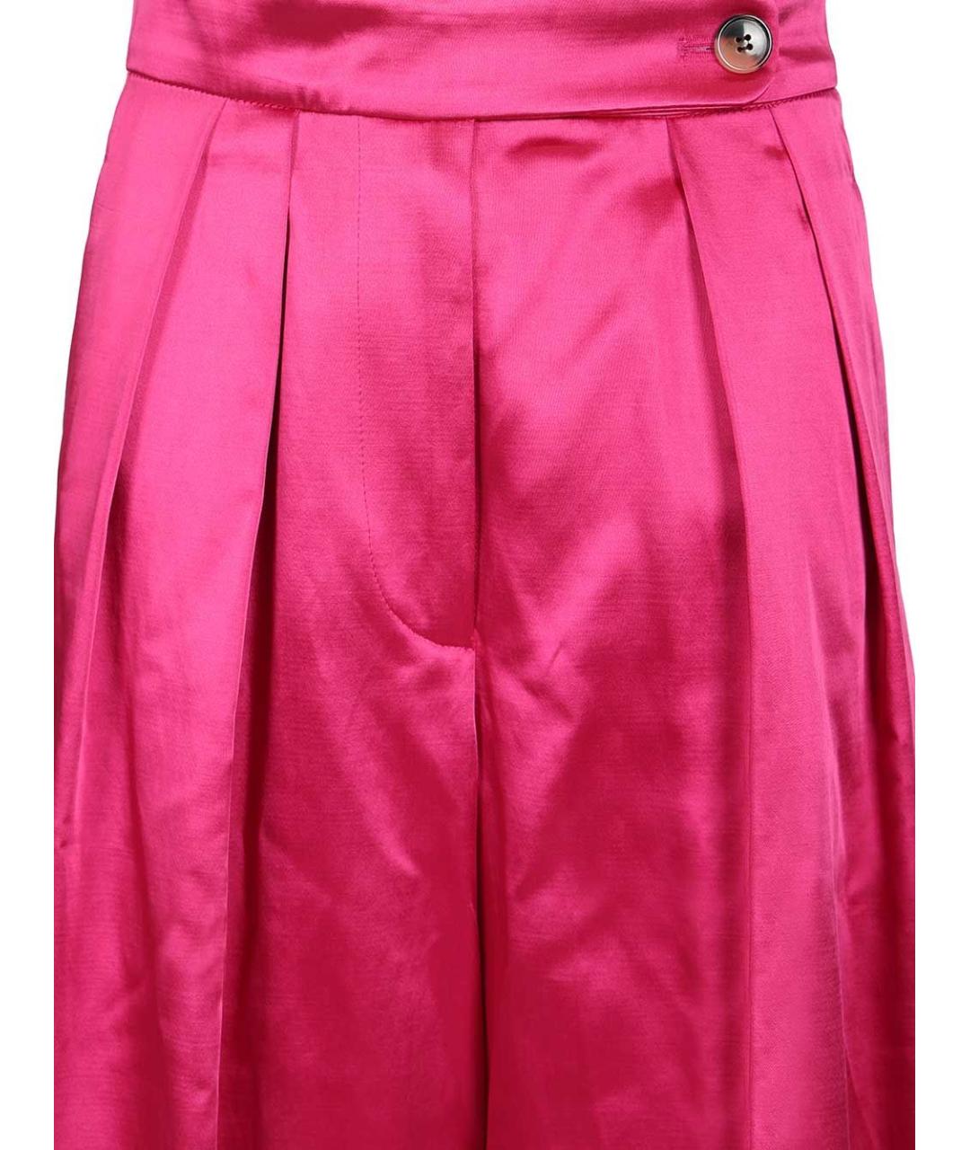 DRIES VAN NOTEN Розовые хлопковые прямые брюки, фото 5