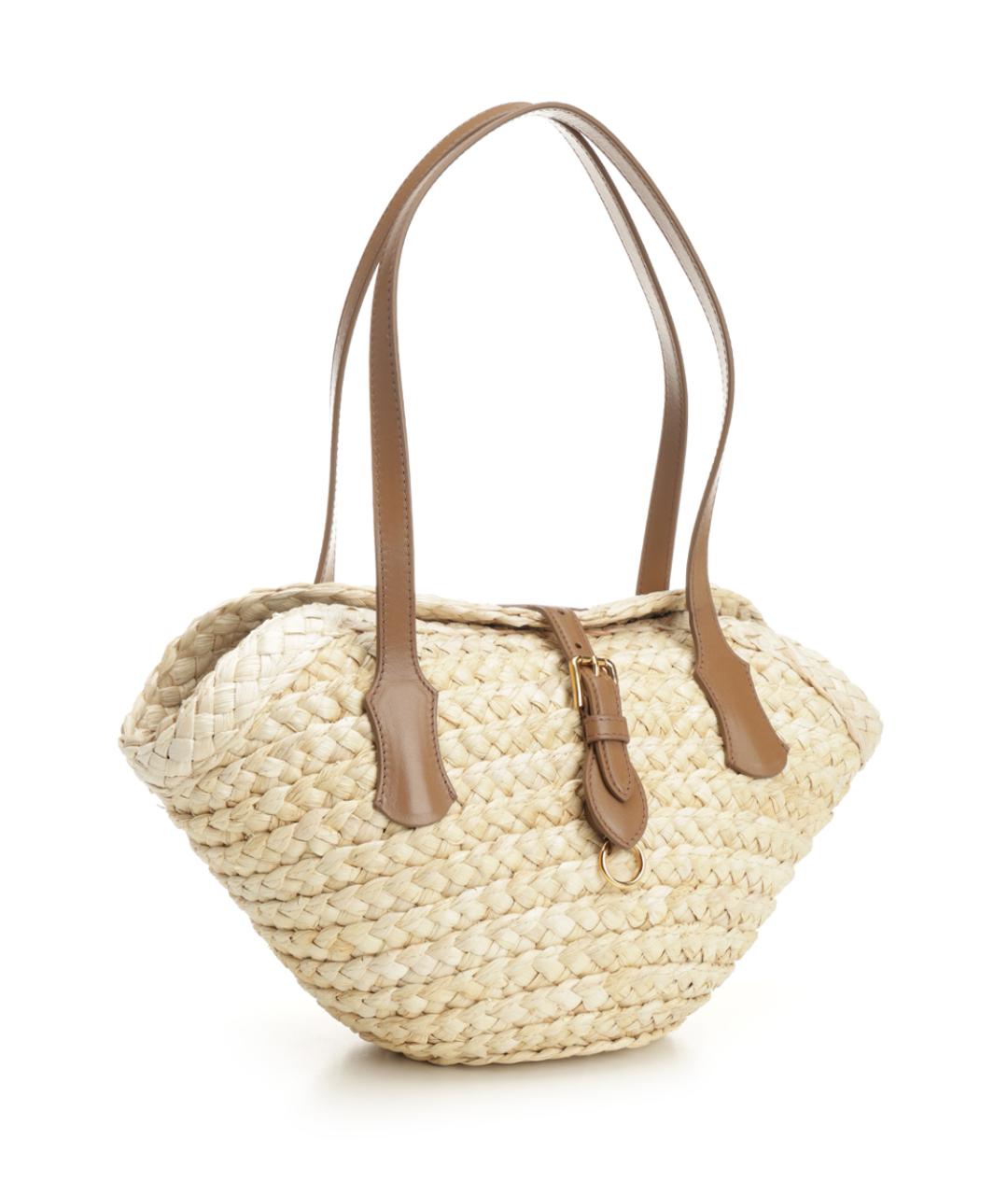 DOLCE&GABBANA Бежевая пелетеная сумка тоут, фото 2