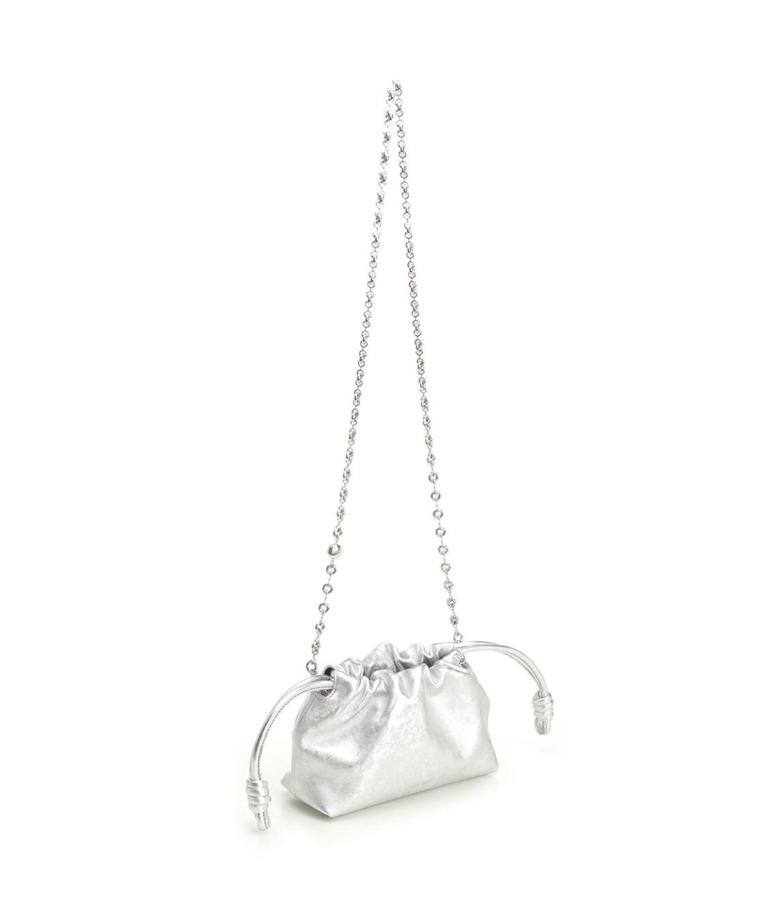 LOEWE Серебряная кожаная сумка с короткими ручками, фото 2