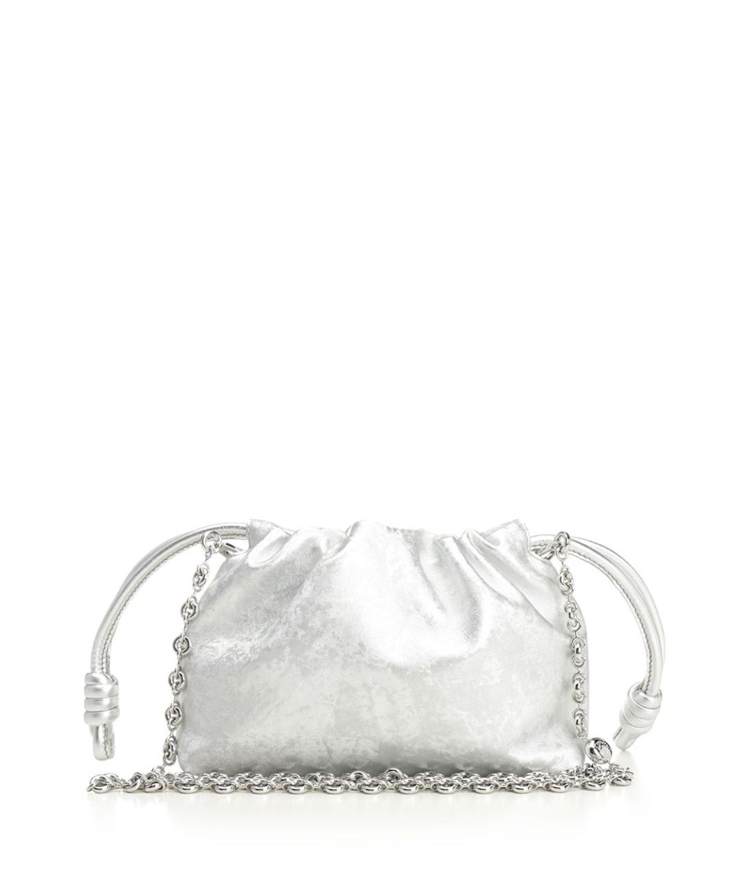 LOEWE Серебряная кожаная сумка с короткими ручками, фото 3