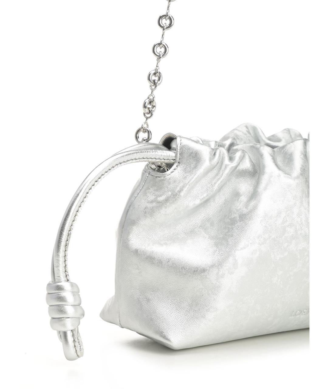 LOEWE Серебряная кожаная сумка с короткими ручками, фото 5