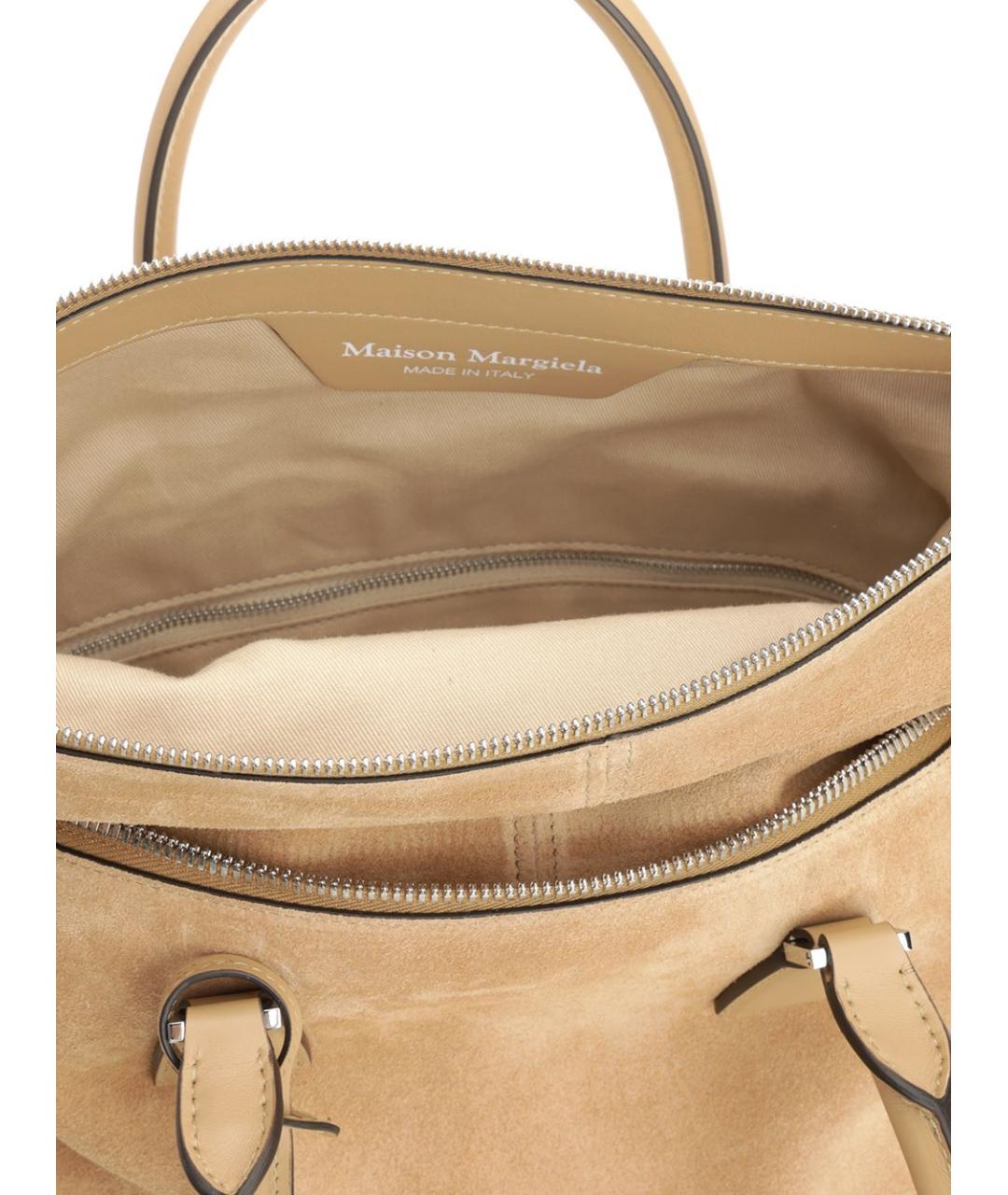 MAISON MARGIELA Бежевая замшевая сумка тоут, фото 4