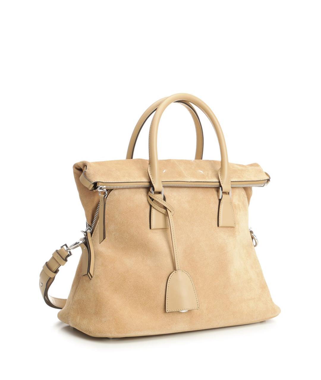 MAISON MARGIELA Бежевая замшевая сумка тоут, фото 2