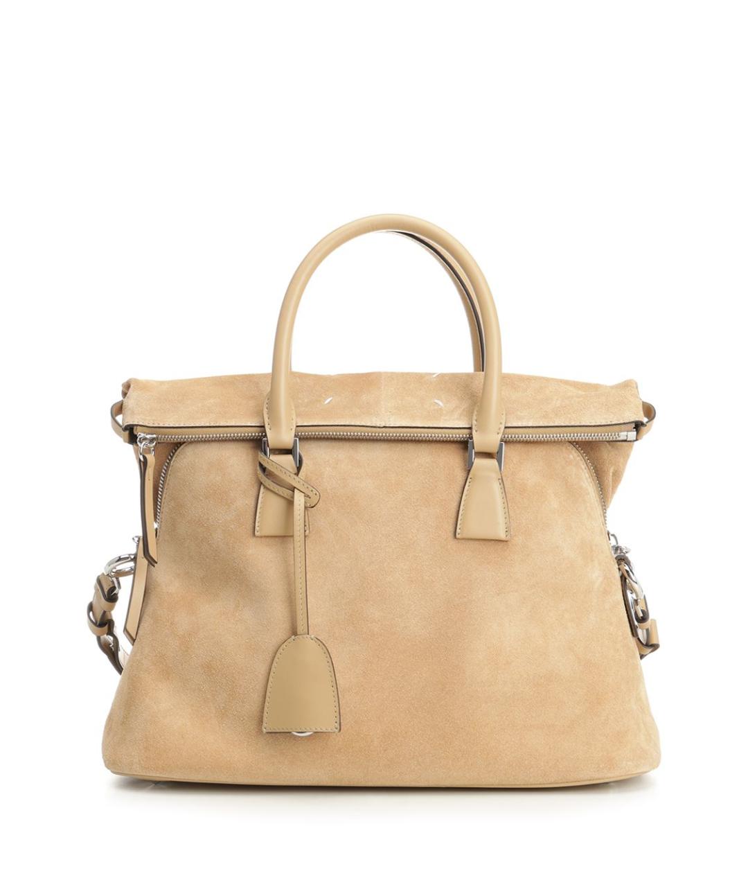 MAISON MARGIELA Бежевая замшевая сумка тоут, фото 1